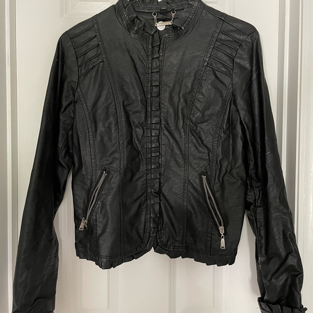 Black faux leather jacket!